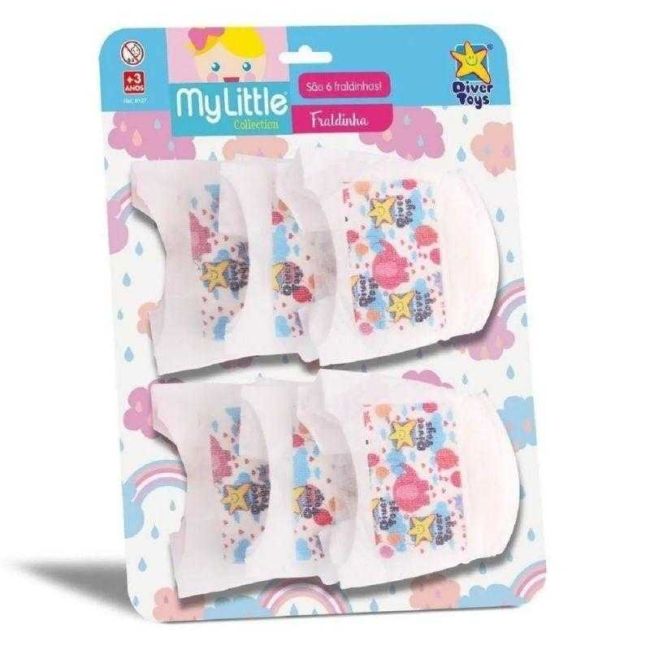 Acessórios Boneca Refil de Fralda kit 6 Fraldas Divertoys