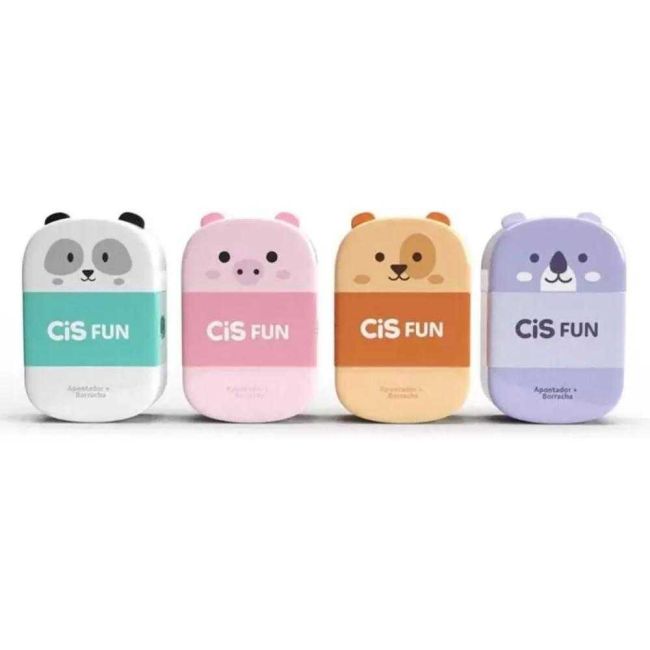 Apontador e Borracha Criatic Fun 2 em 1 Cores Sortidas Cis