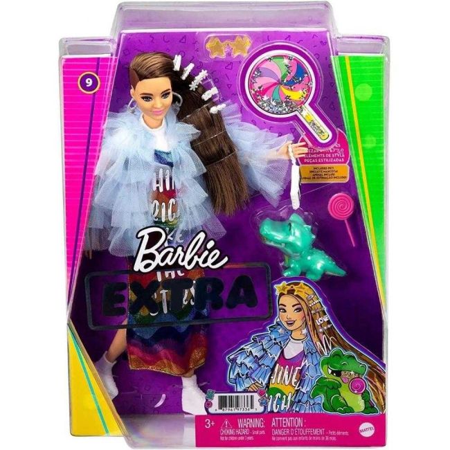 Barbie Extra Deluxe Boneca com Vestido e Dinossauro Mattel