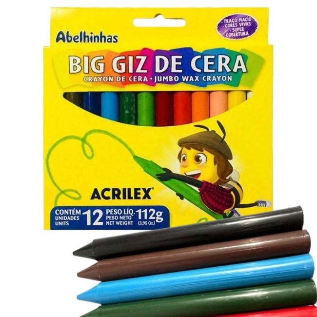Big Giz de Cera Jumbo com 12 Unidades Acrilex