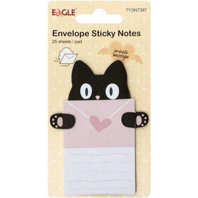 Bloco Adesivo de Anotações Gato Fofo 25 Folhas Eagle
