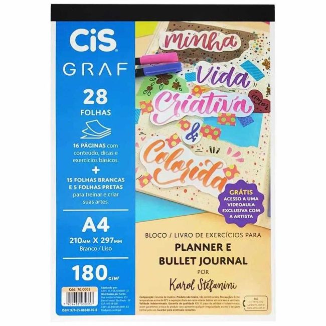 Bloco Livro de Exercício para Planner e Bullet Journal Cis