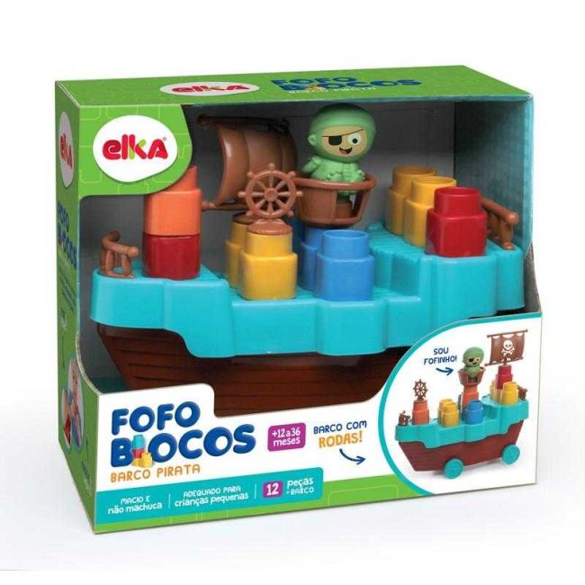 Blocos de Montar Fofo Blocos Barco Pirata Elka