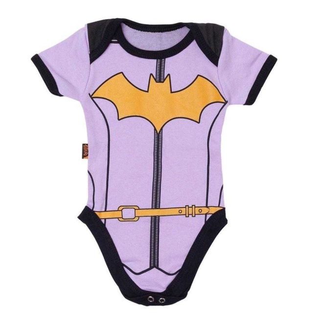 Body Bebê Batgirl Uniforme Roxo Claro G Piticas