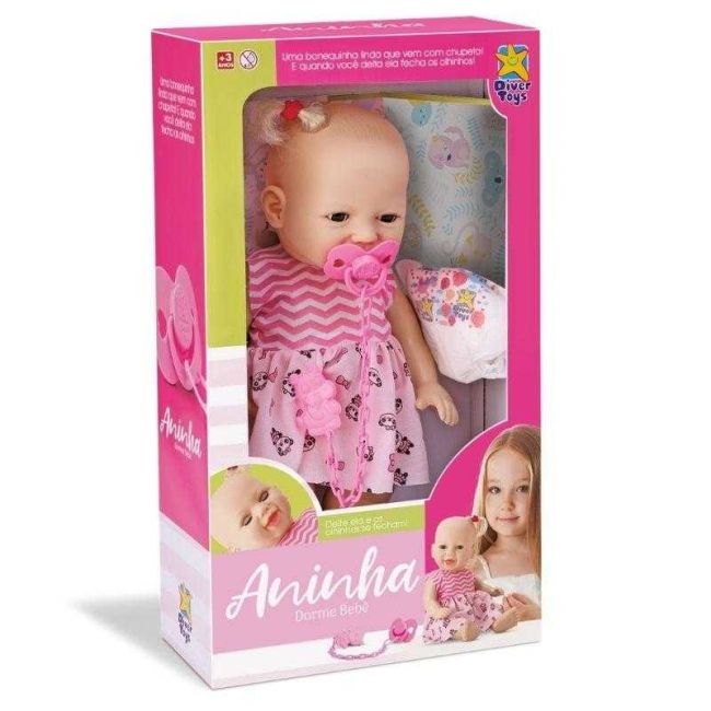 Boneca Aninha Dorme Bebê Divertoys