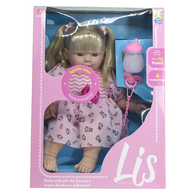Boneca Bebê Ursinho Lis Que Fala Estilo Reborn Divertoys
