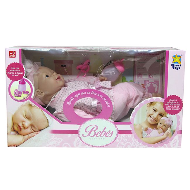 Boneca Bebê Real Lacinho Coleção Fala E Chora Divertoys