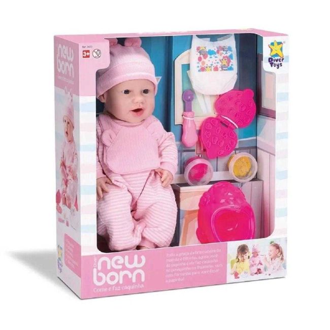 Boneca Diver New Born Come e Faz Caquinha Divertoys