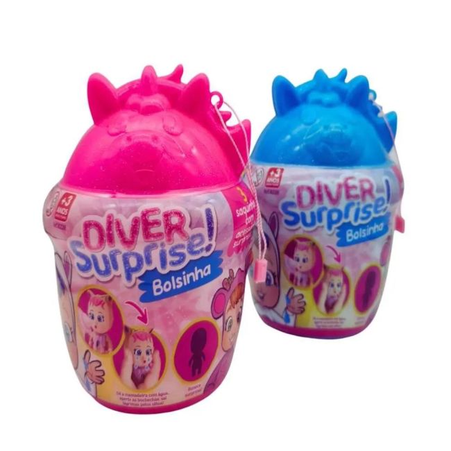 Boneca Diver Surprise Bolsinha Mama e Chora Surpresa Cores Sortidas 1 Unidade Divertoys