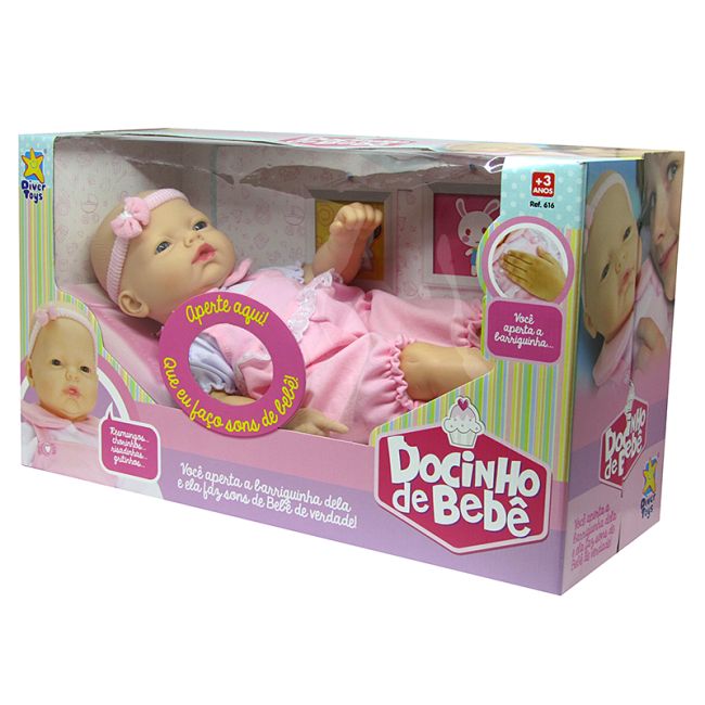 Boneca Docinho de Bebê Emite Sons Divertoys