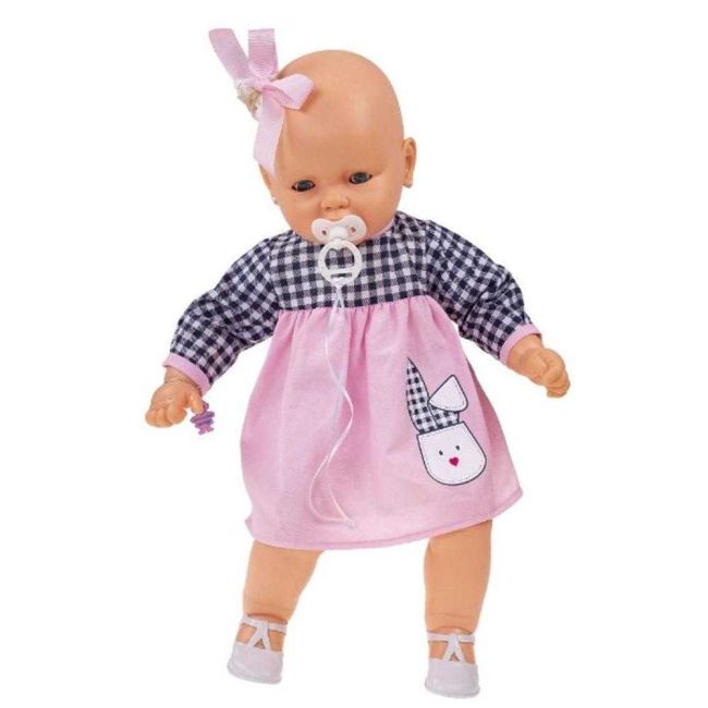 Boneca Meu Bebê Vestido Rosa com Xadrez  60 Cm Estrela