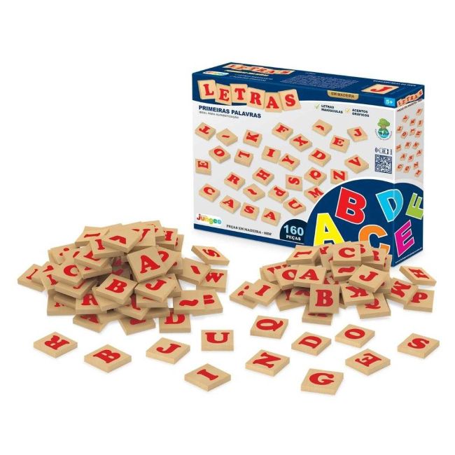 Brinquedo Educativo de Madeira Letras 160 Peças Junges