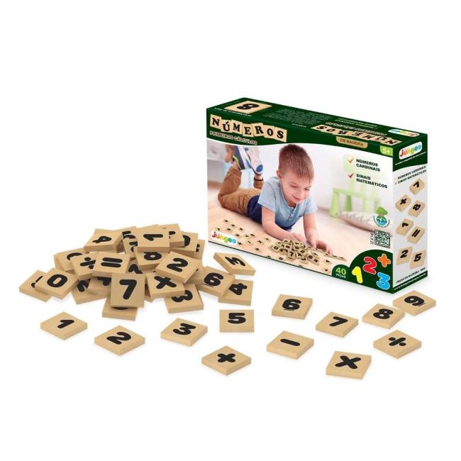 Brinquedo Educativo de Madeira Números 40 Peças Junges