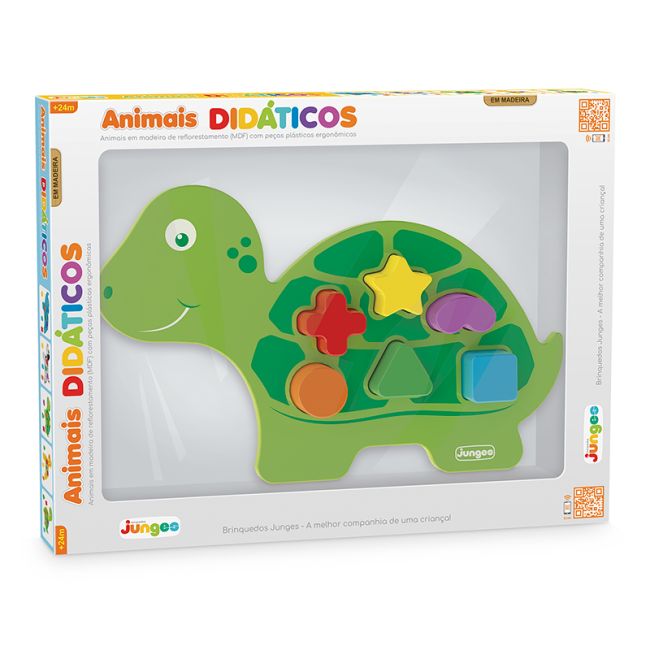 Brinquedo Pedagógico Educativo Bebes em Madeira Tartaruga Junges