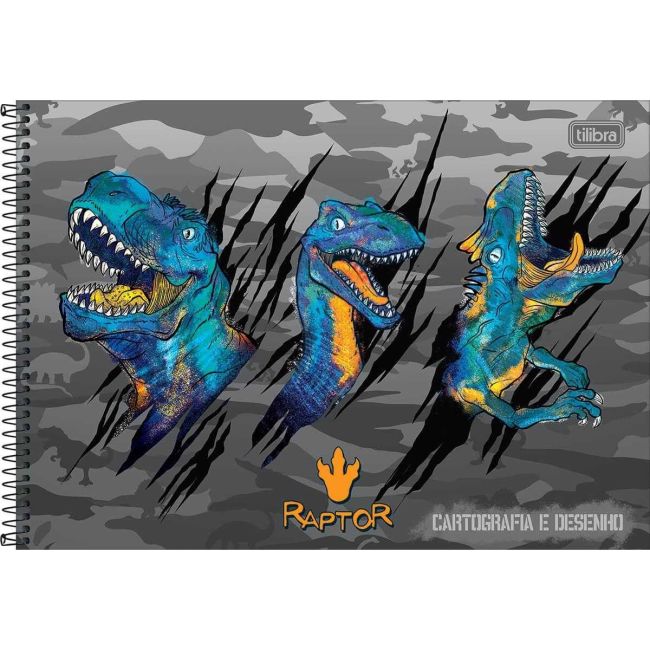 Caderno de Cartografia Desenho Espiral Capa Dura 80 Folhas Raptor C Tilibra