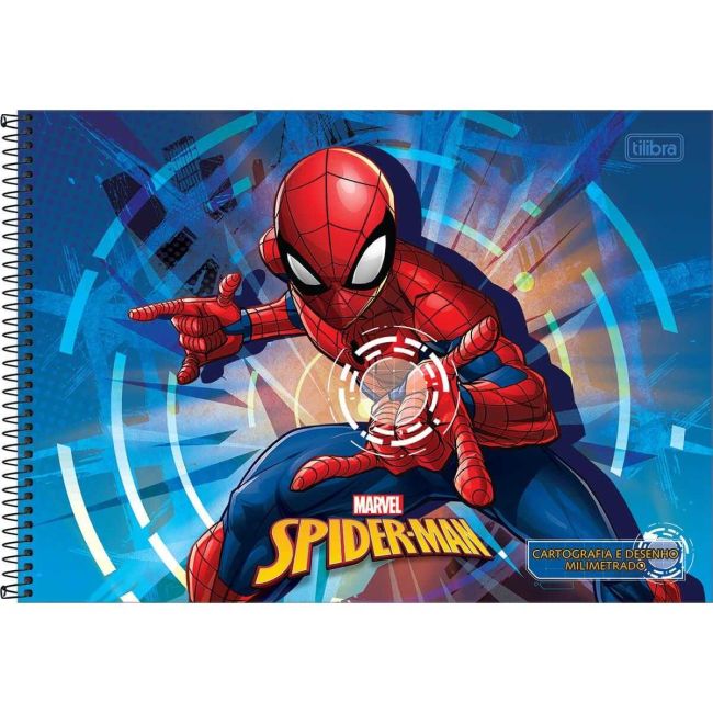 Caderno de Cartografia Desenho Espiral Capa Dura 80 Folhas Spider Man C Tilibra