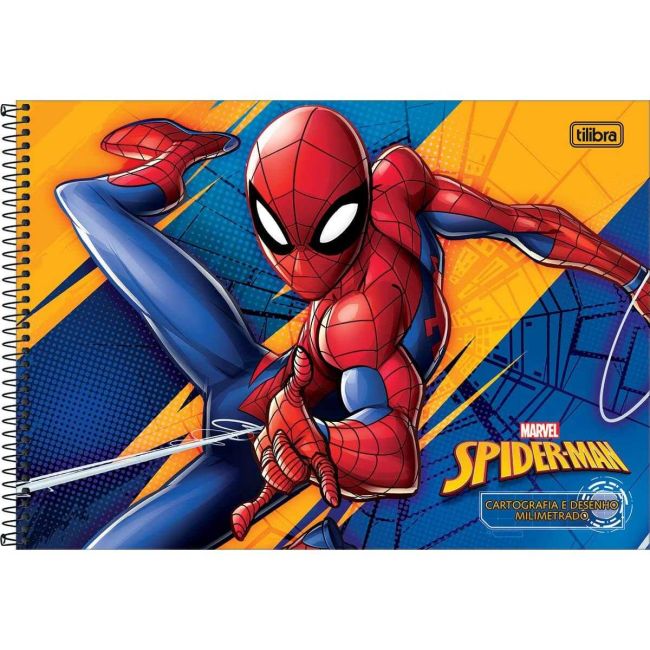 Caderno de Cartografia Desenho Espiral Capa Dura 80 Folhas Spider Man D Tilibra