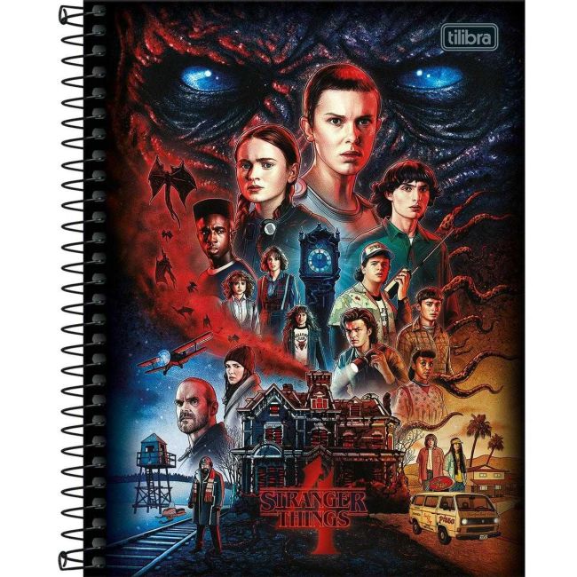 Caderno Espiral Colegial 1 Matéria 80 folhas Stranger Things A Tilibra