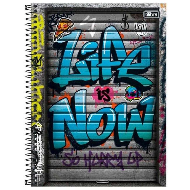 Caderno Universitário Espiral 1 Matéria 80 Folhas Graffitti Life Now Tilibra