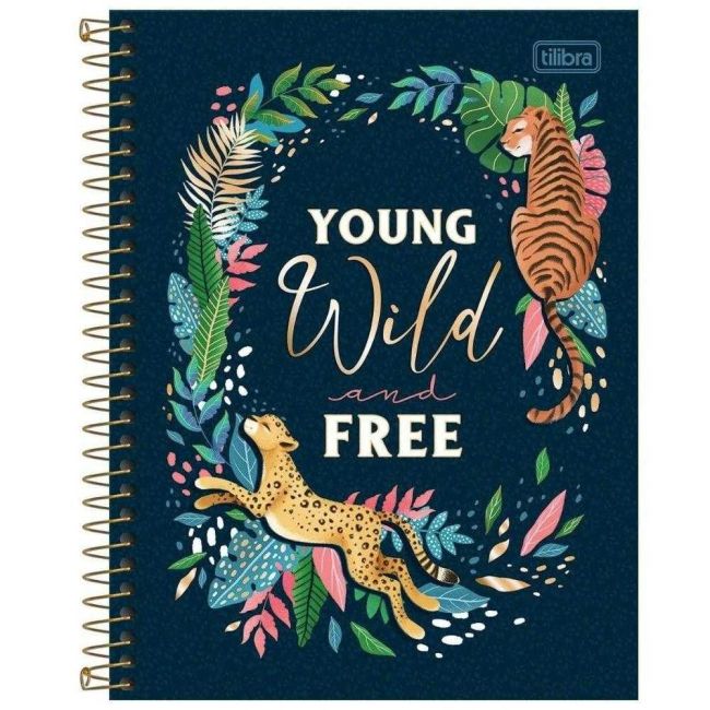 Caderno Universitário Espiral 1 Matéria 80 Folhas Jungle Young Wild And Free Tilibra