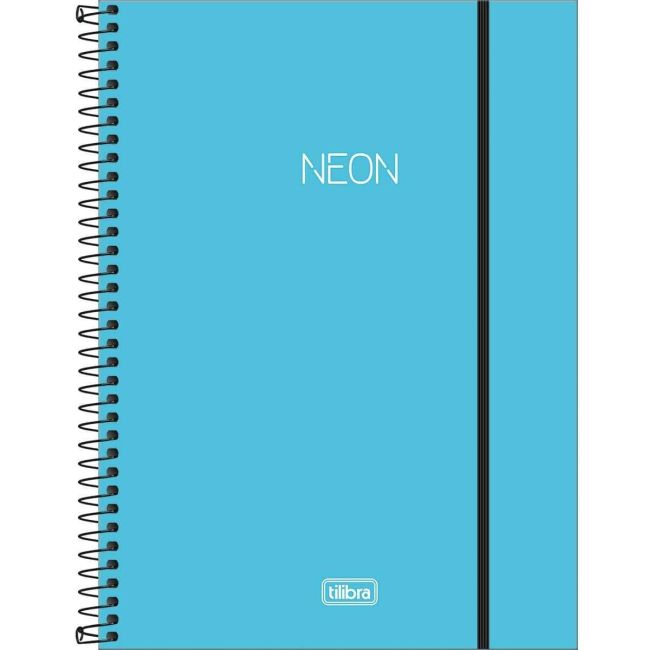 Caderno Universitário Espiral 1 Matéria 80 Folhas Neon Azul Tilibra