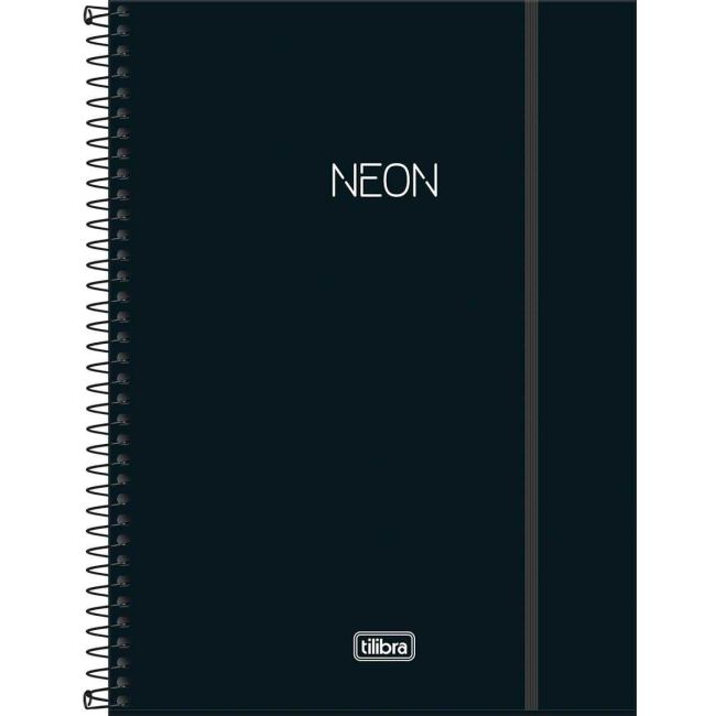 Caderno Universitário Espiral 1 Matéria 80 Folhas Neon Preto Tilibra