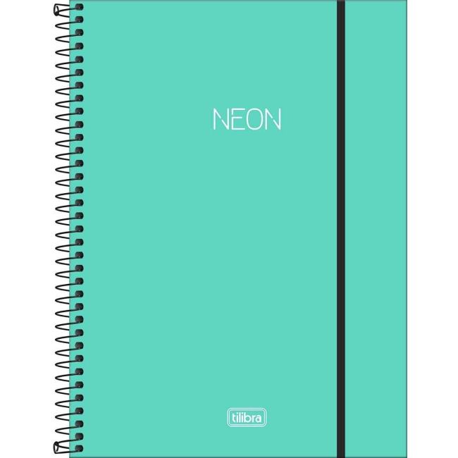 Caderno Universitário Espiral 1 Matéria 80 Folhas Neon Turquesa Tilibra
