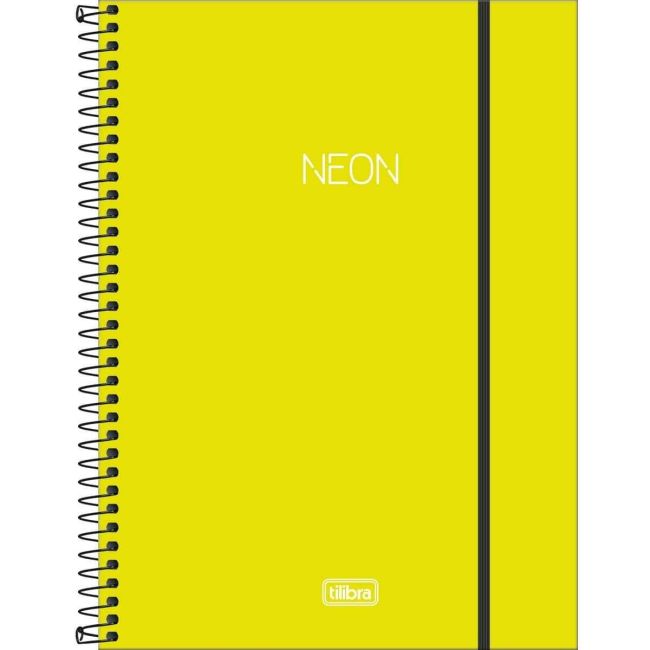 Caderno Universitário Espiral 1 Matéria 80 Folhas Neon Verde Limão Tilibra
