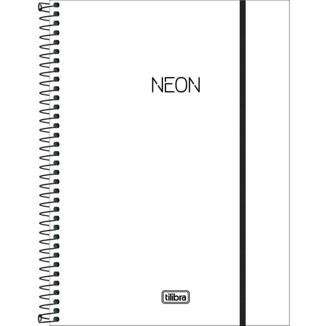 Caderno Universitário Espiral 1 Matérias 80 Folhas Neon Branco Tilibra