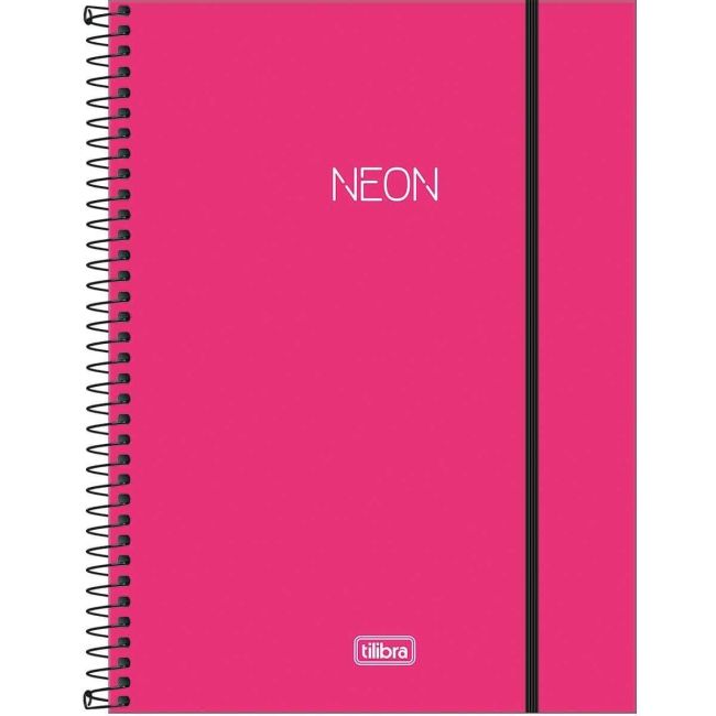 Caderno Universitário Espiral 1 Matérias 80 Folhas Neon Pink Tilibra