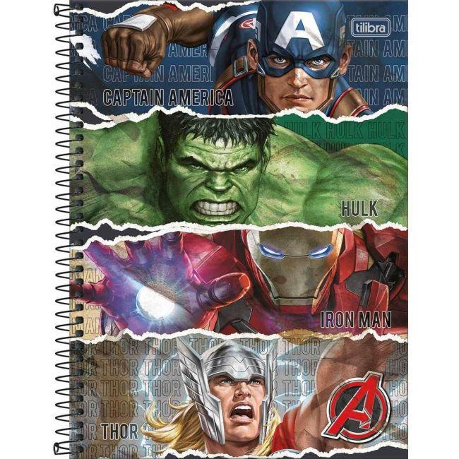 Caderno Universitário Espiral Capa Dura 1 Matéria 80 Folhas Avengers B Tilibra