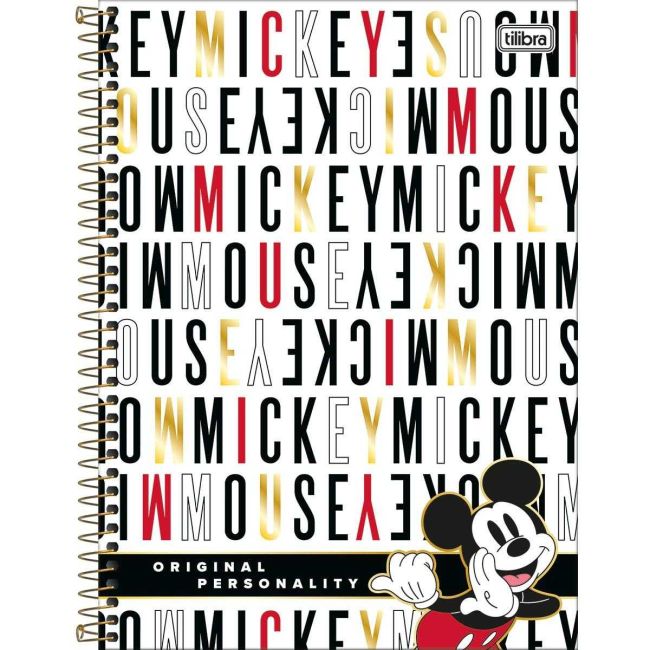 Caderno Universitário Espiral Mickey Mouse 10 Matérias 160 Folhas B Tilibra