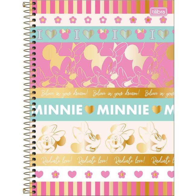 Caderno Universitário Espiral Minnie Mouse 1 Matéria 80 Folhas A Tilibra