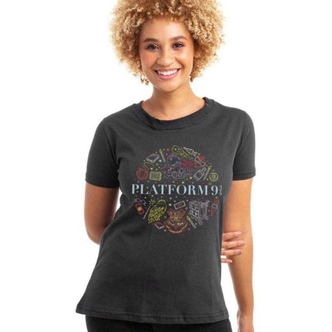 Camiseta Harry Potter Plataforma 9 3/4 Baby Look Asfalto G Piticas
