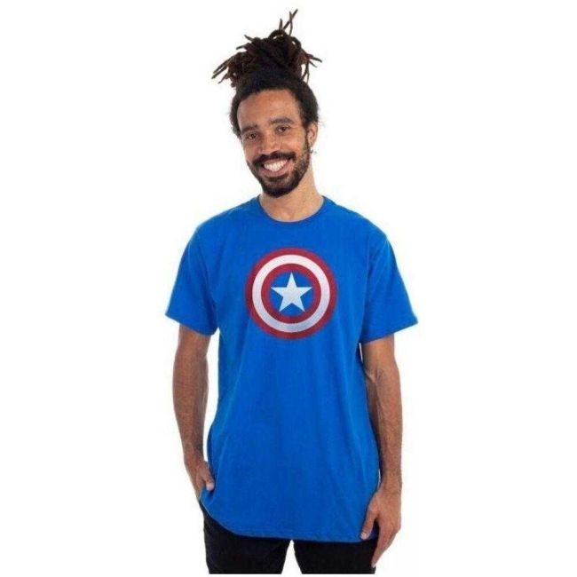 Camiseta Logo Capitão América Marvel Azul G Piticas
