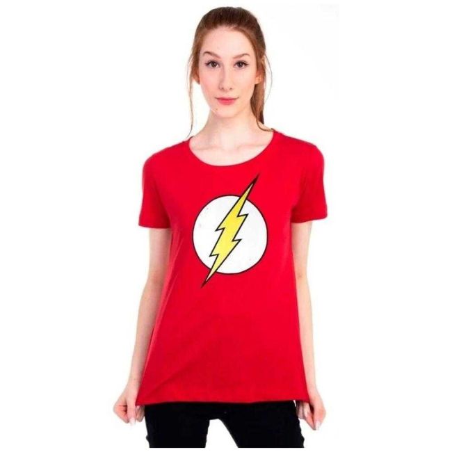 Camiseta Logo Flash Dc Comics Baby Look Vermelho Minnie G Piticas