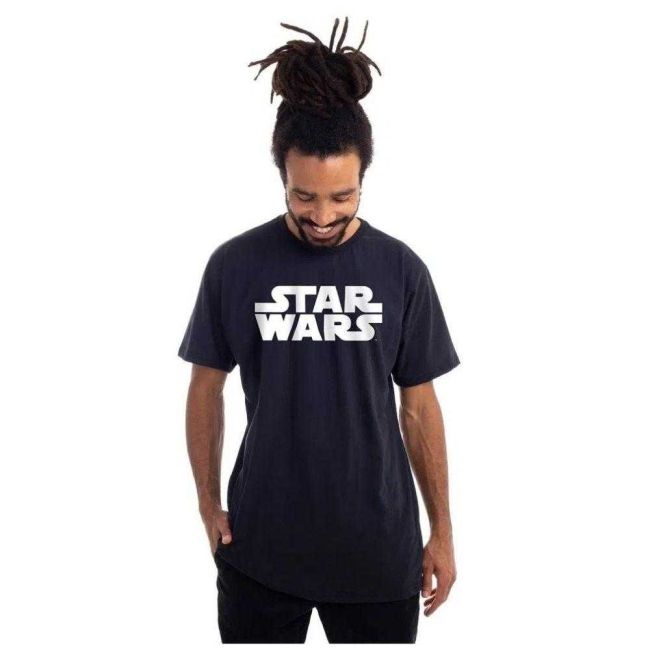 Camiseta Logo Star Wars Preta G Piticas
