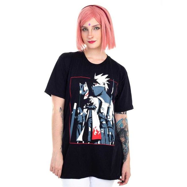 Camiseta Naruto Kakashi Anbu Preta M Piticas