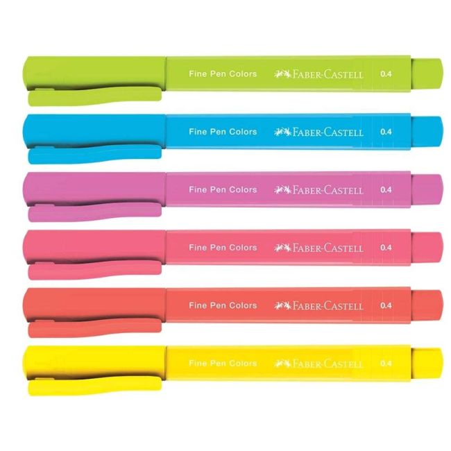 Caneta Fine Pen Color Tropical 6 Cores 0.4mm Faber-Castell
