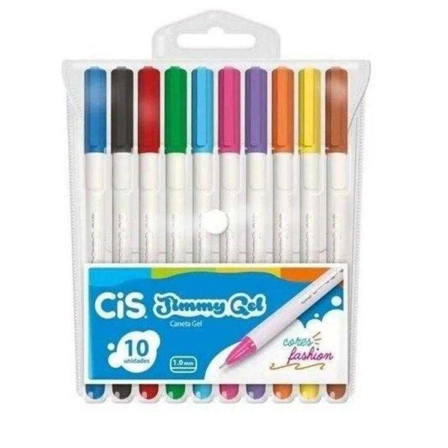 Caneta Gel Jimmy 1.0mm Blister 10 Cores Fashion Cis