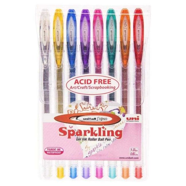 Caneta Gel Sparkling 1.0mm Blister 8 Cores Uni-ball