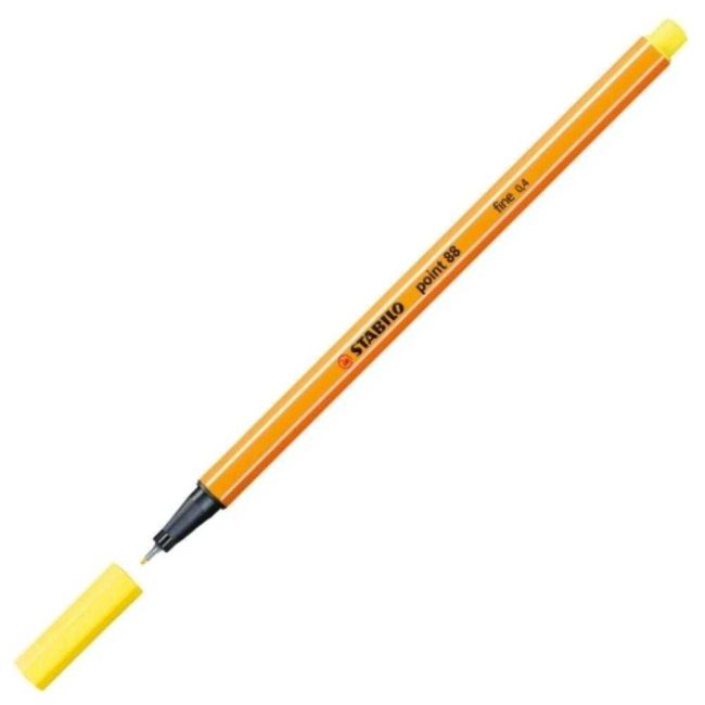 Caneta Hidrográfica Amarelo Limão 0,4mm Fineliner Point 88/24 Stabilo
