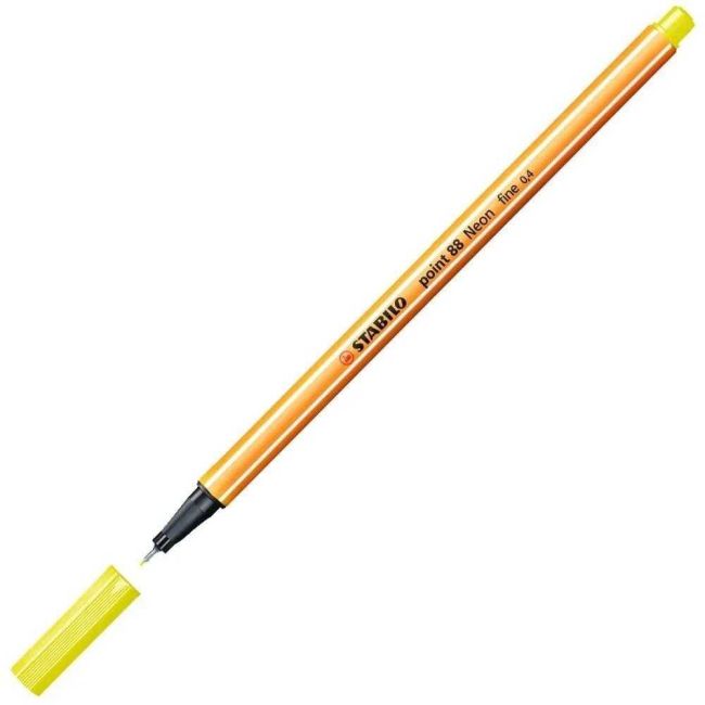 Caneta Hidrográfica Amarelo Neon 0,4mm Fineliner Point 88/024 Stabilo