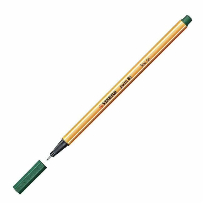 Caneta Hidrográfica Verde Escuro 0,4mm Fineliner Point 88/53 Stabilo