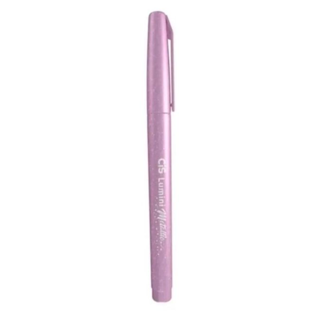 Caneta Marca Texto Lumini Metálica Rosa Ponta Chanfrada Cis