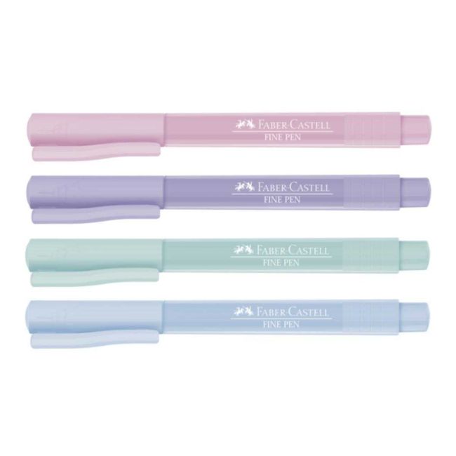 Caneta Ponta Fina 4 Cores Tons Pastel Fine Pen 0.4mm Faber-Castell