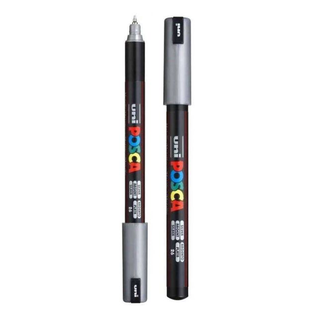 Caneta Posca Pc-1MR Ponta Agulha 0,7mm Prata 26 Uni-ball