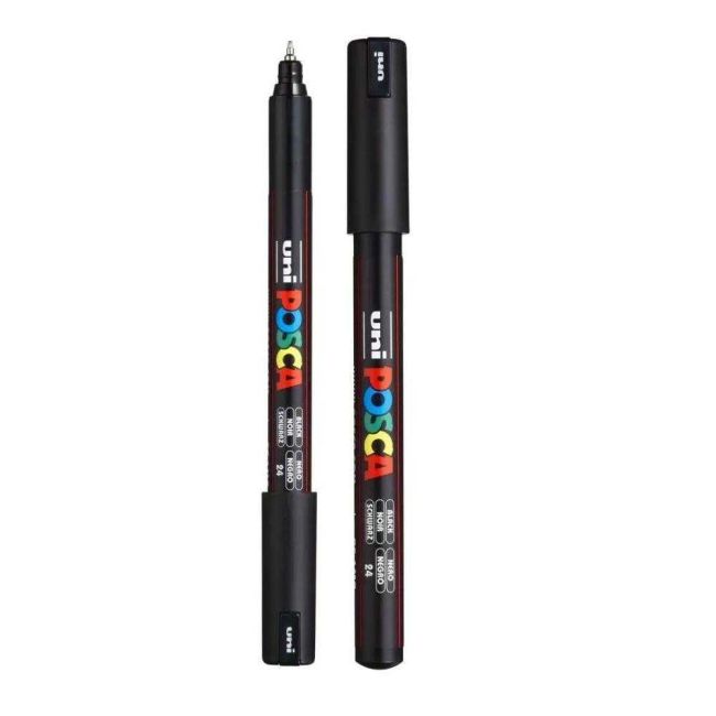 Caneta Posca Pc-1MR Ponta Agulha 0,7mm Preto 24 Uni-ball