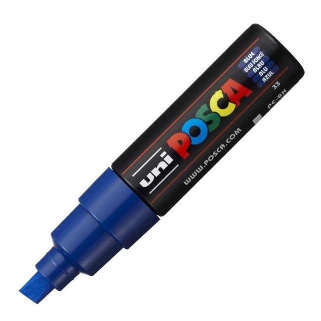Caneta Posca Pc-8K Ponta Chanfrada 8mm Azul 33 Uni-ball