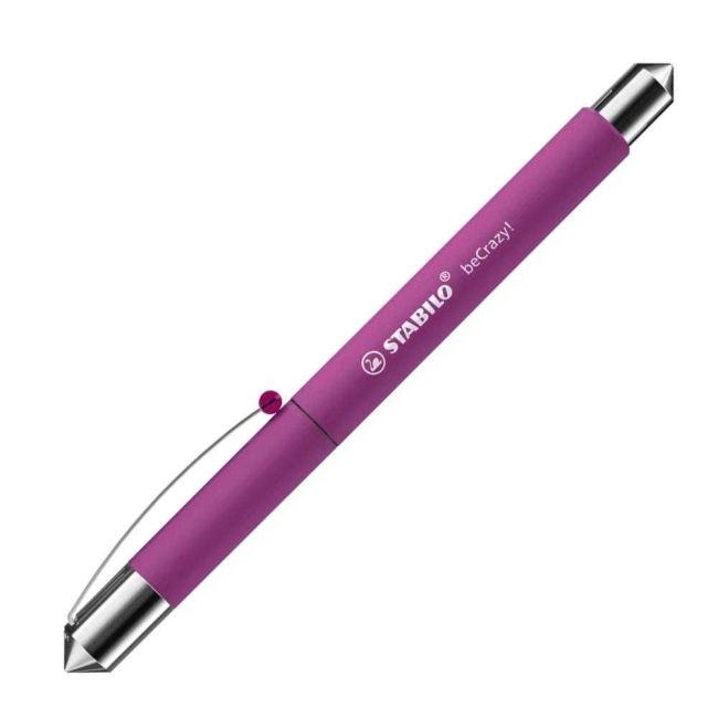 Caneta Tinteiro Becrazy Roxa Tinta Vermelha Stabilo